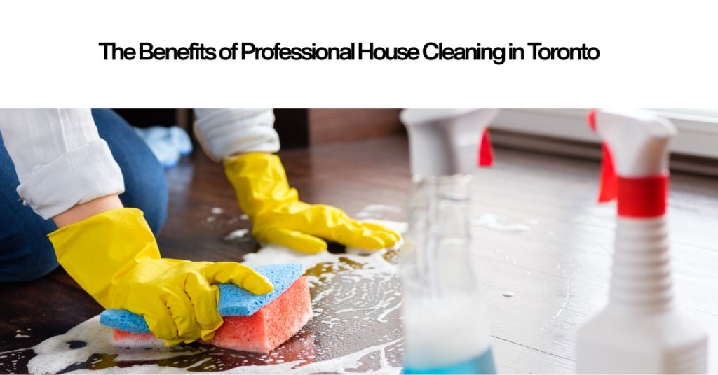 Professional house cleaning in Toronto with expert cleaners making a living room spotless and organized